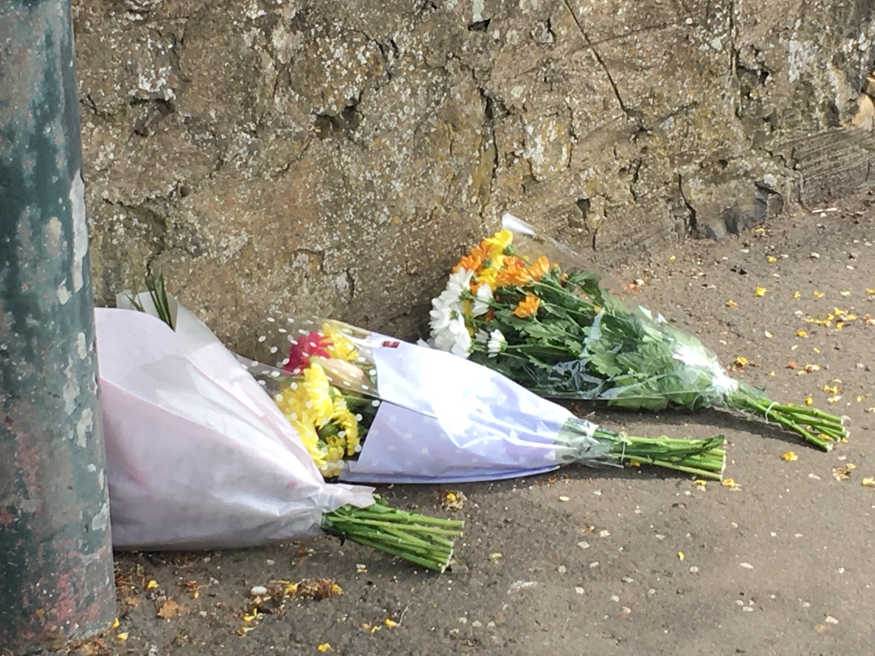 Flowers left at Coronation Avenue in Montrose