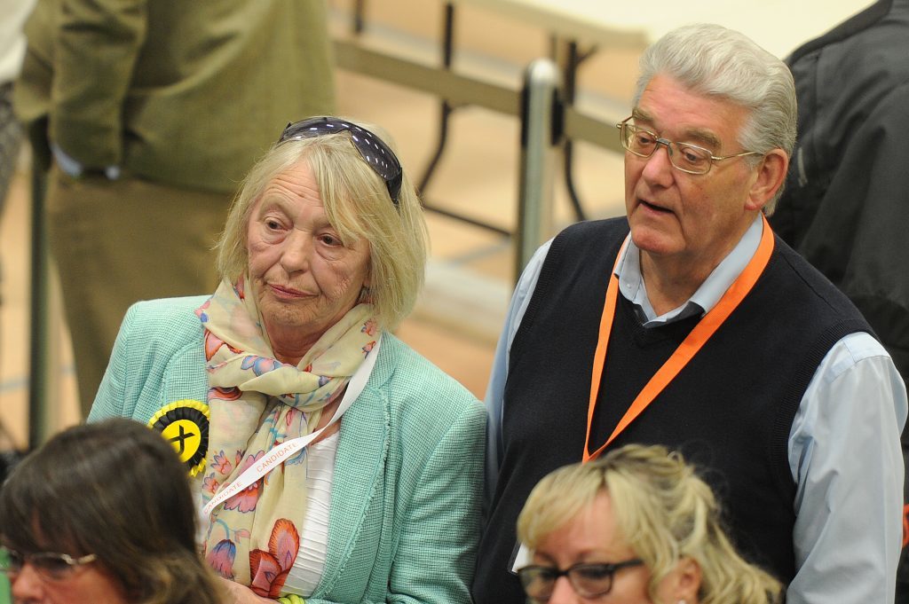 Glennis Middleton, who lost her seat in Forfar, with her husband Bill