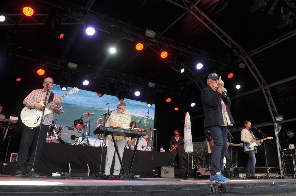 The Beach Boys on stage.