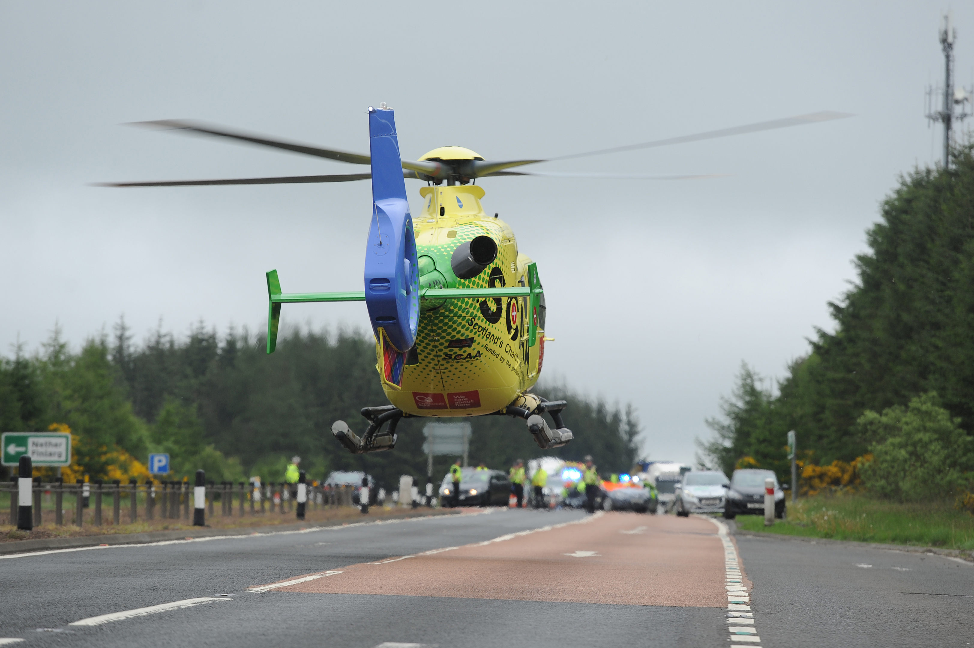 The scene at the Petterden junction on the A90 south of Forfar  after the serious crash.