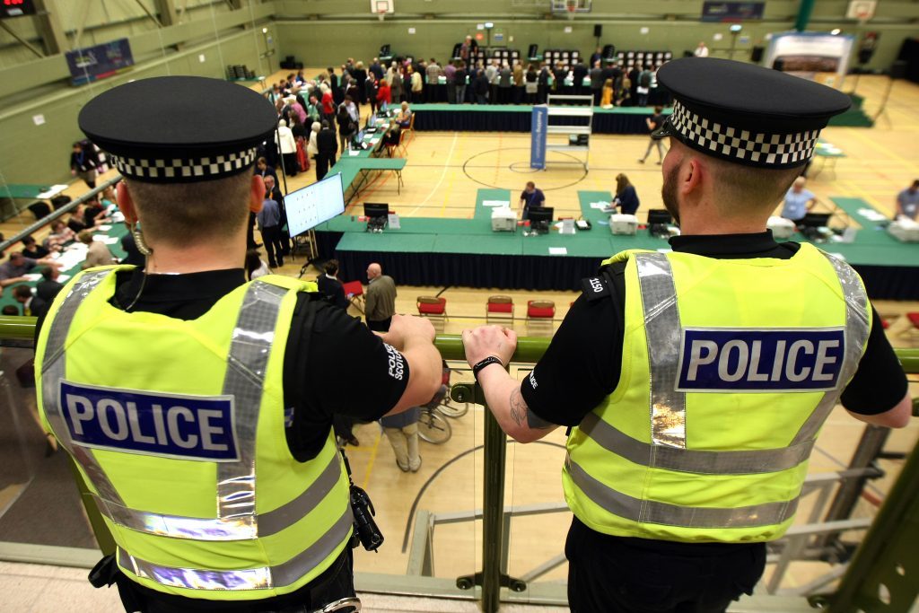 Officers from Police Scotland keeping an eye on events.