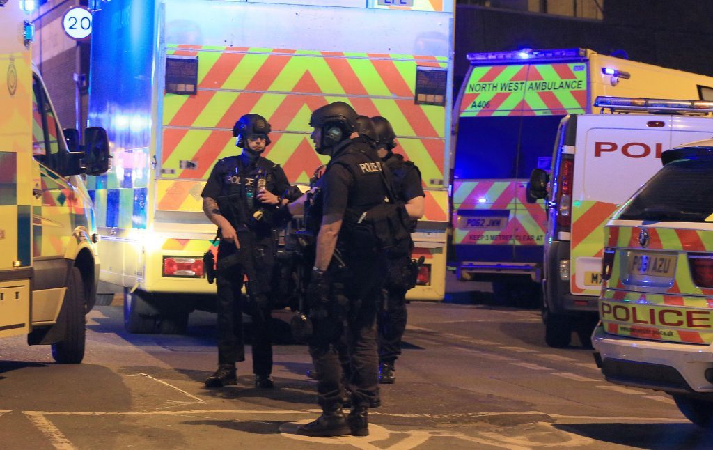 Armed police at the scene on Tuesday night