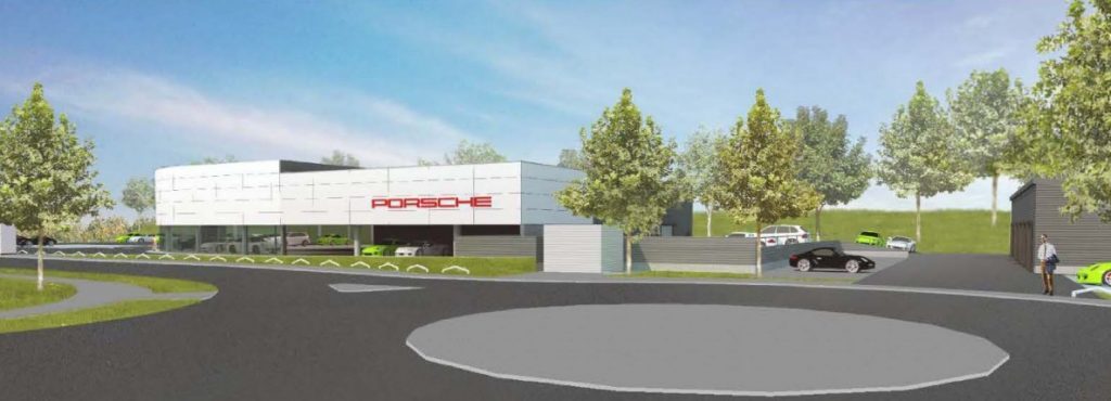 An impression of the proposed Porsche Centre.