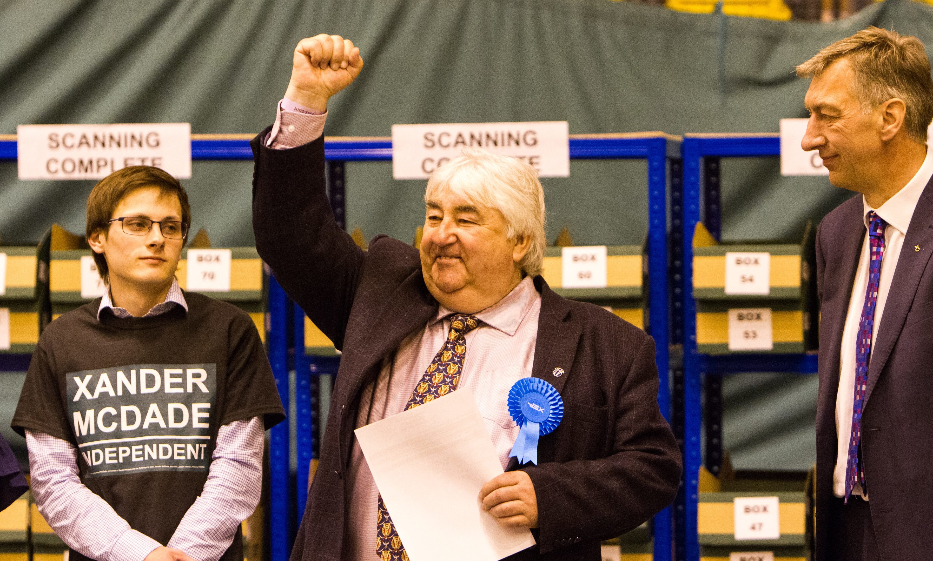 Ian Campbell celebrating his election success on May 4.