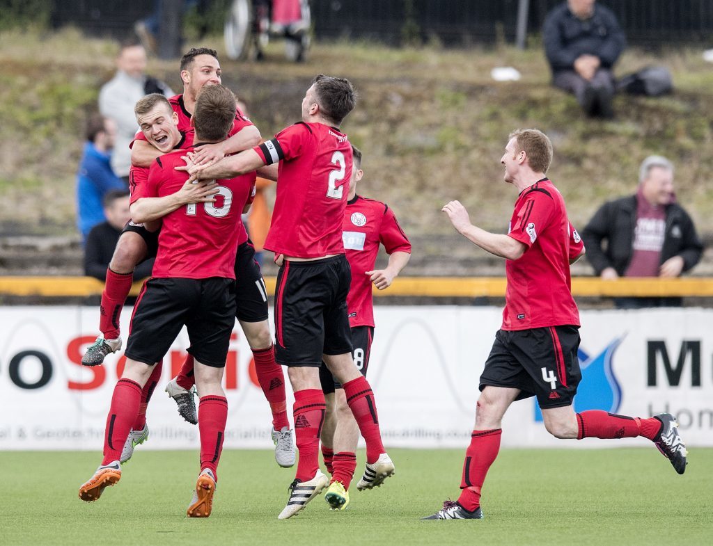 Brechin's Liam Watt (left) equalises to make it 3-3 on the day.
