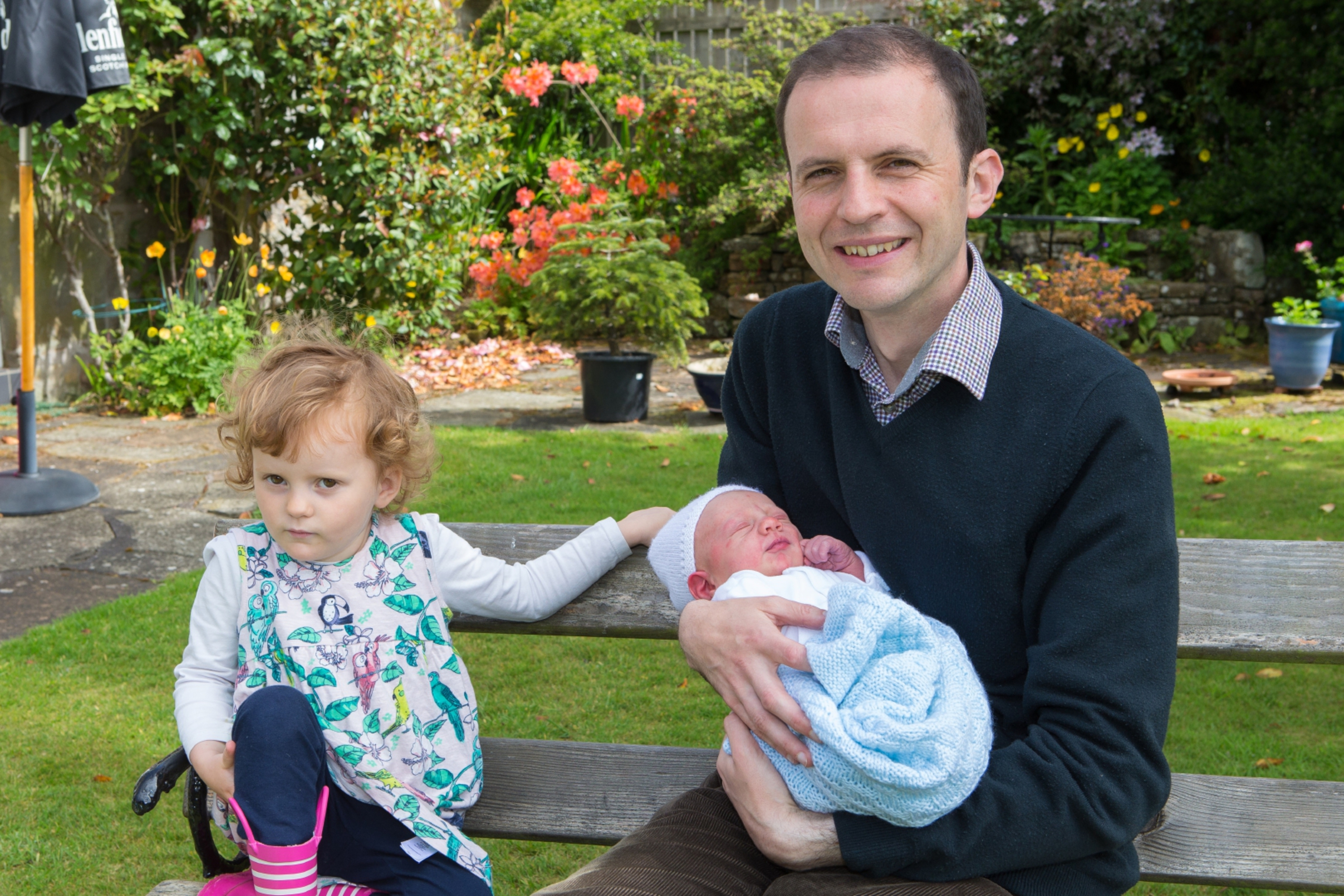 Stephen Gethins with new baby Patrick and two-year-old daughter Mairi.