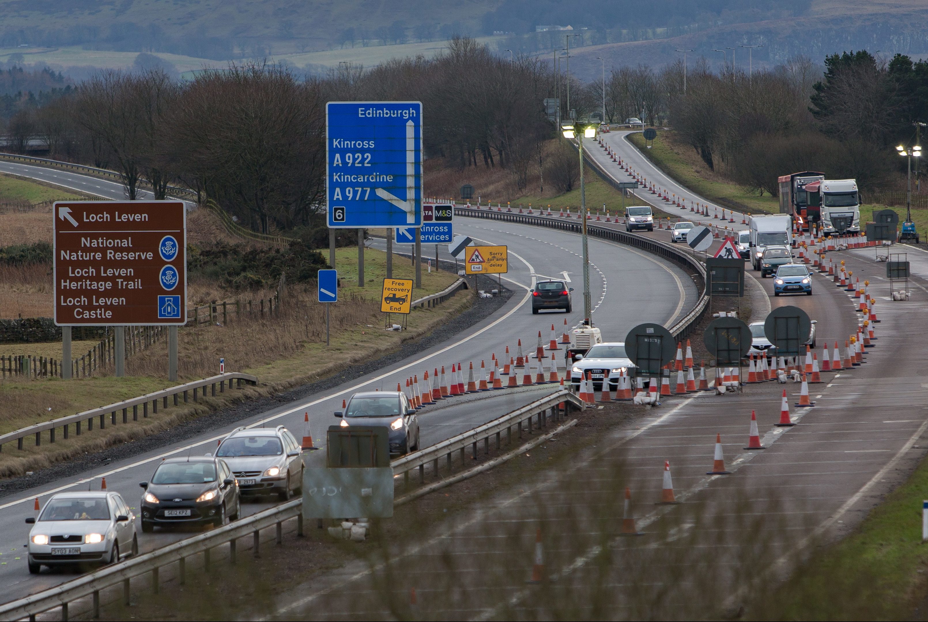 Roadworks on the M90 earlier this year.