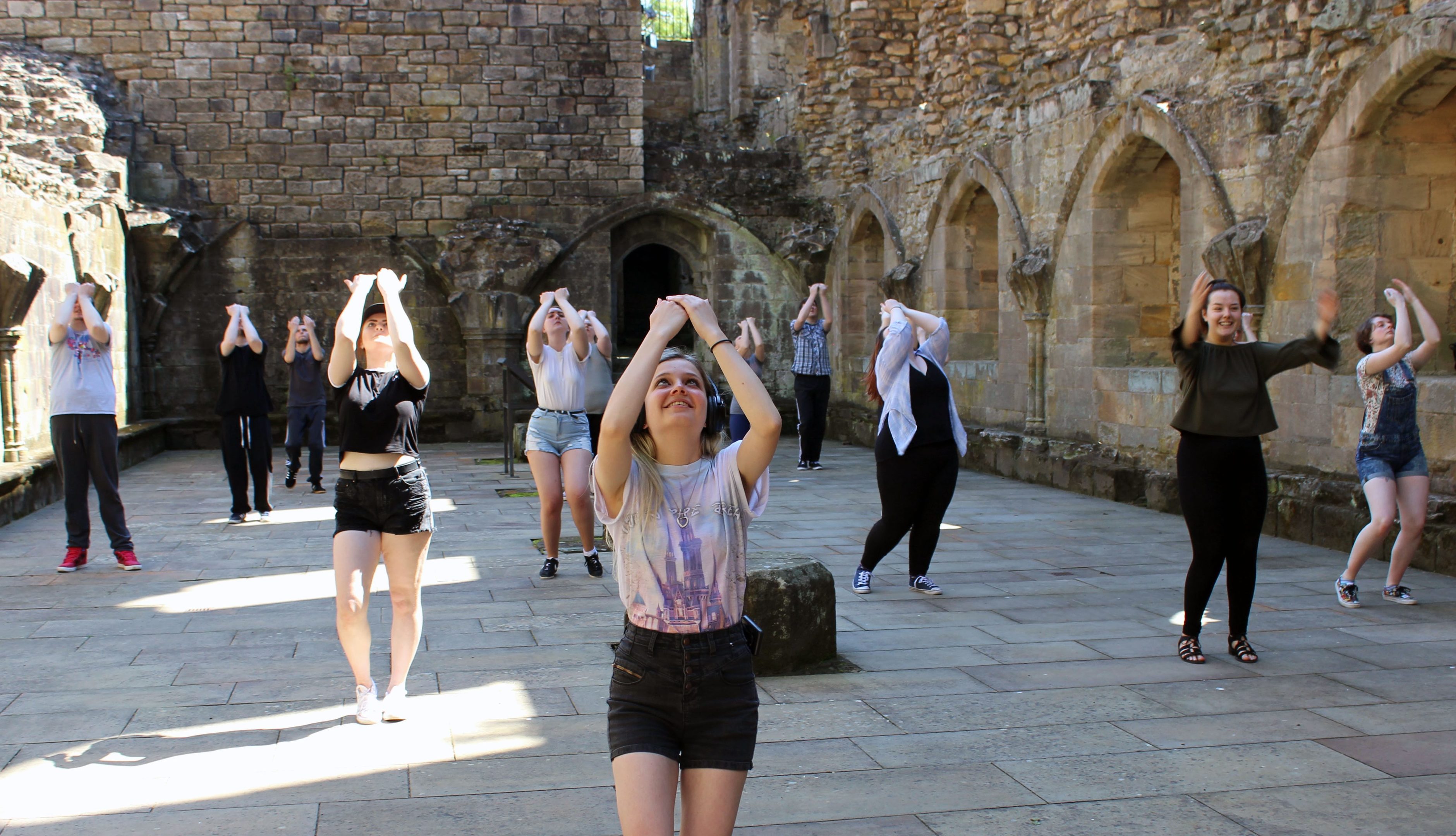 The students rehearse for the new performance