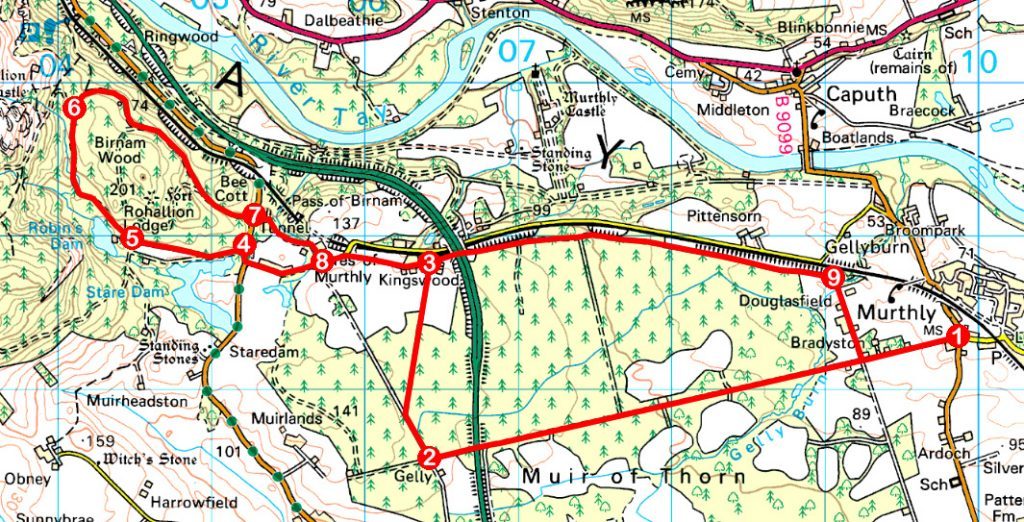 Take a Hike 163 - May 6, 2017 - Muir of Thorn, Murthly, Perth & Kinross OS map extract