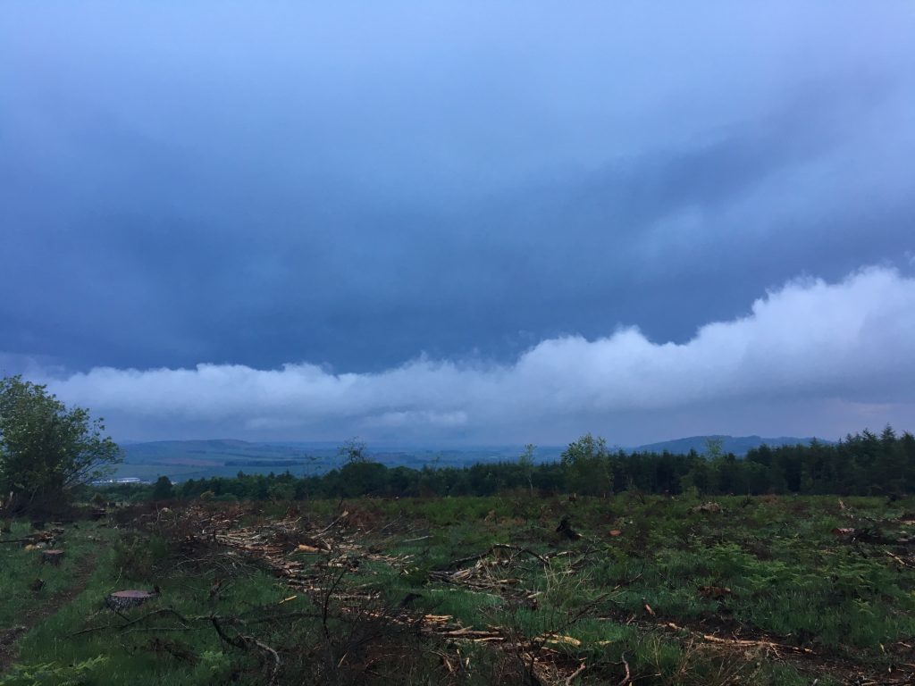 Dramatic skies persisted after the worst of the thunder storms passed