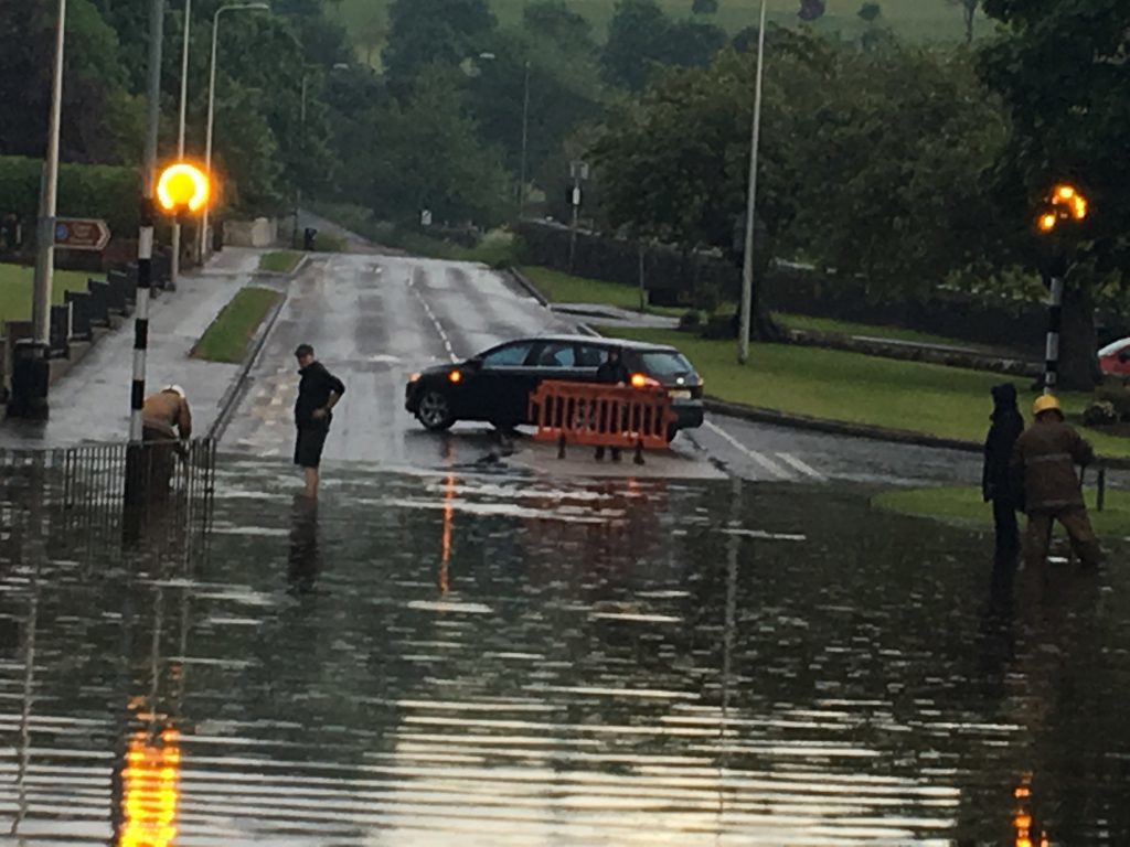 Ceres Road in Cupar was closed until the localised flooding could be cleared