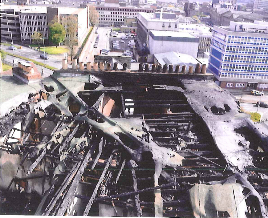 The damage left by the blaze.