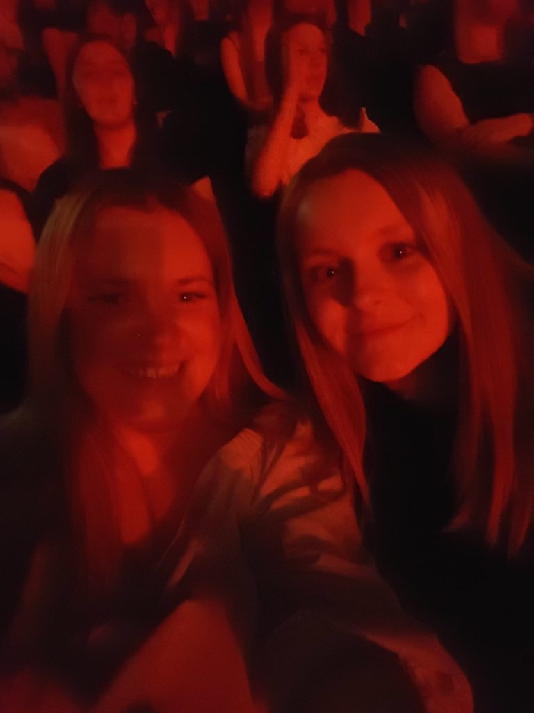 Aimee and Liz during the Ariana Grande concert on Monday night.
