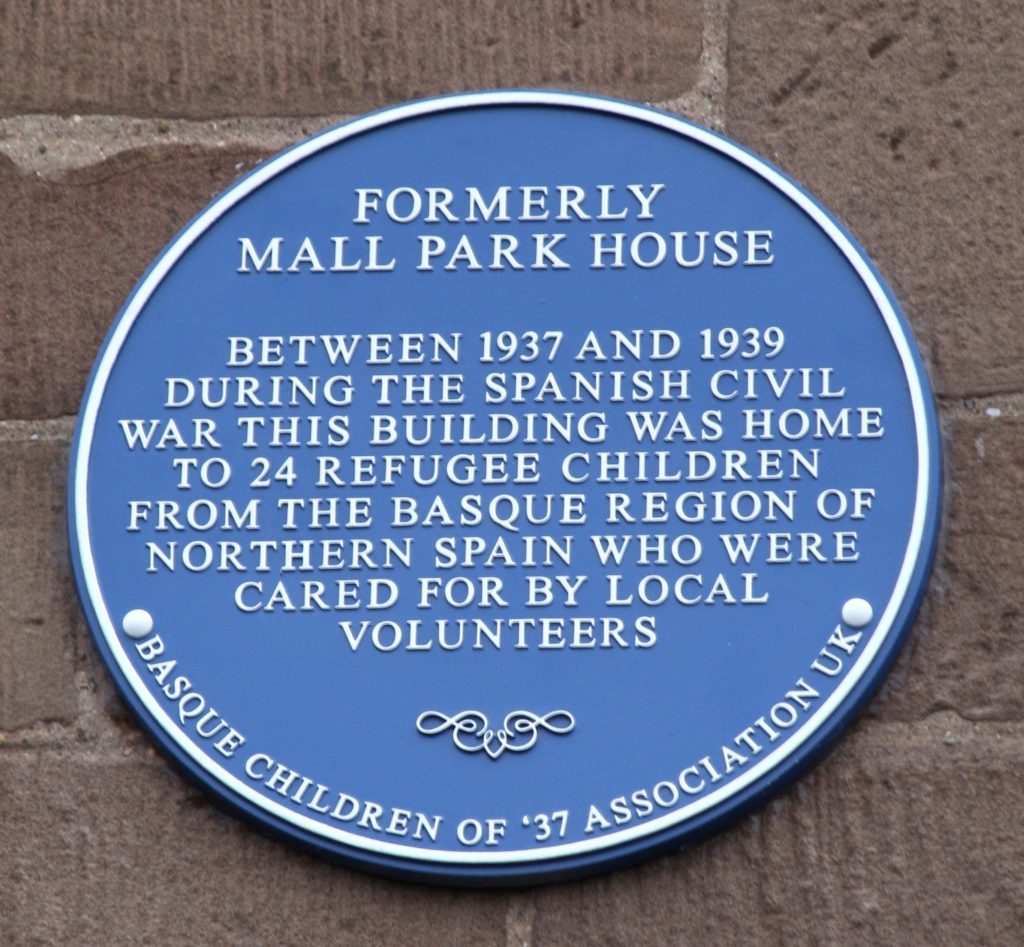The plaque at Mall Park House in Montrose