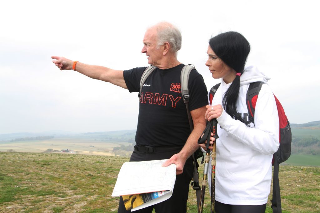 Mike showing Gayle his map reading skills.