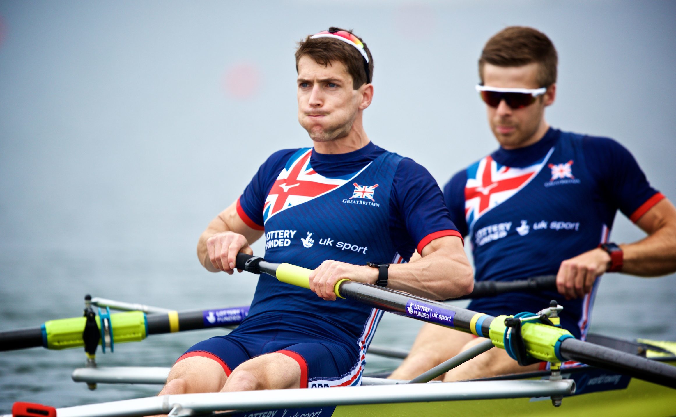 Sam Scrimgeour (left) with rowing partner Joel Cassells.