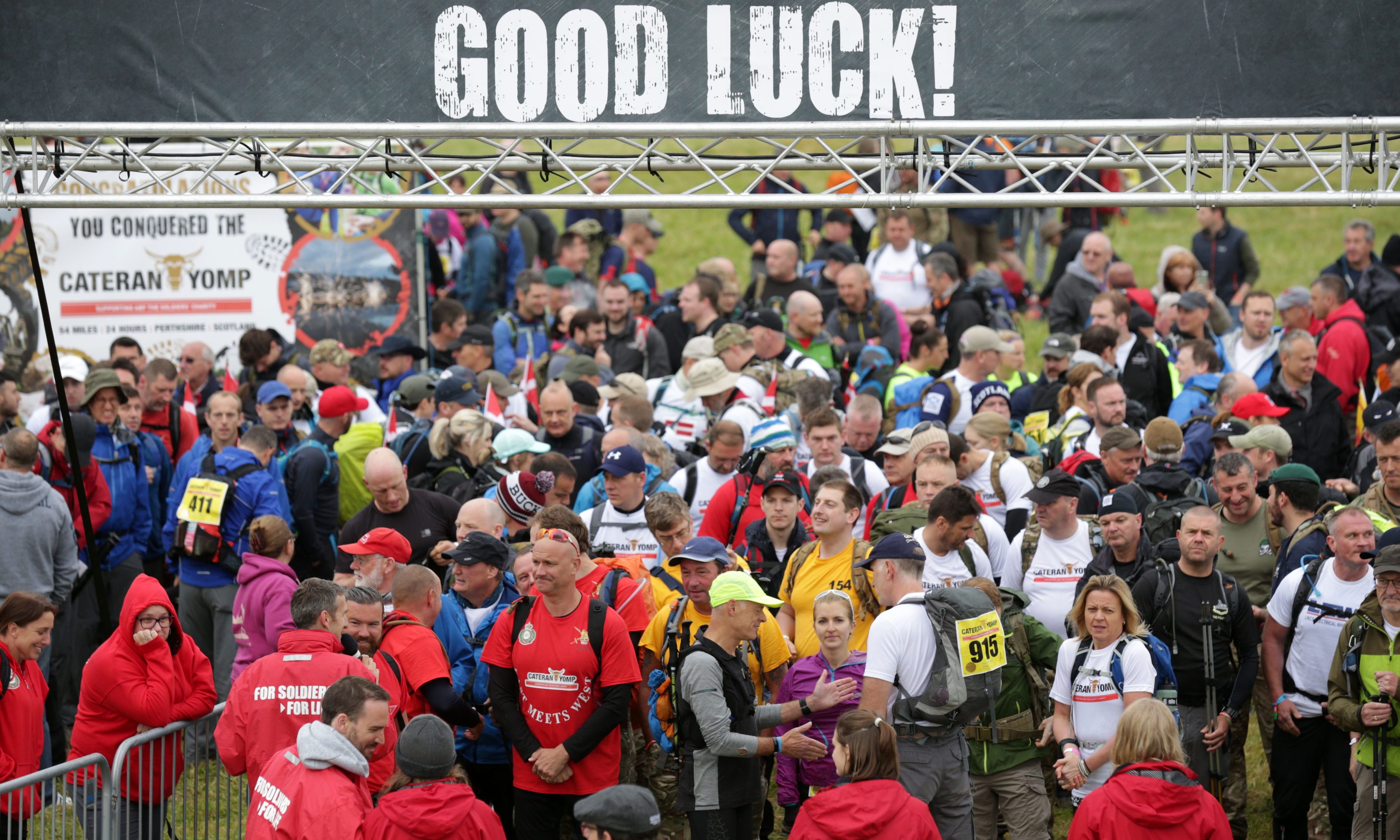 At the starting gates on Saturday morning