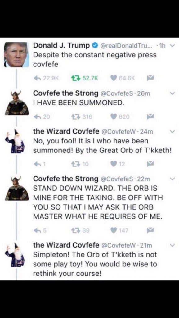 Twitter reacts to Trump's "covfefe" typo.