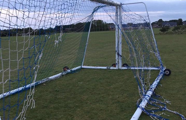 Damage to the goal nets at Kenny Park, Montrose