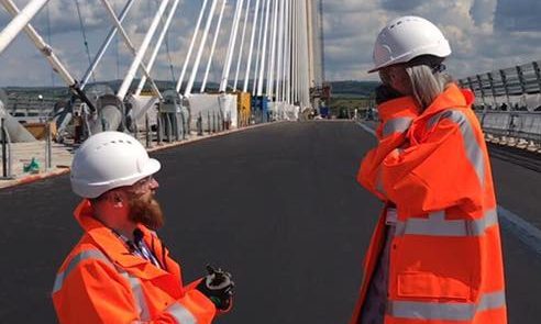 Mark Mcdonald and Carrie Taylor get engaged on the Queensferry Crossing.