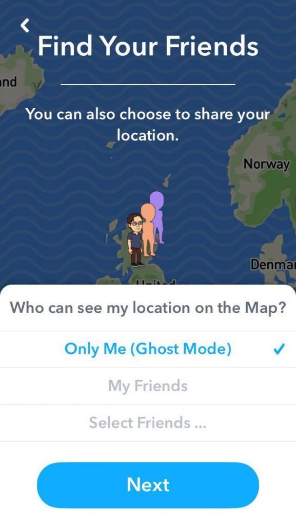 How to select different options for privacy when using Snap Map.