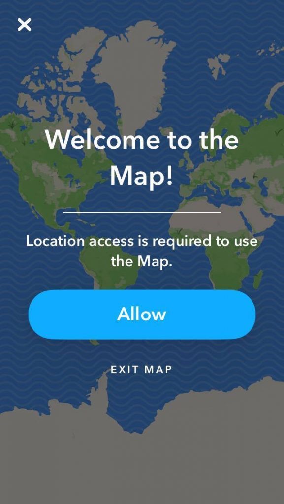 This will appear when first using the Snap Map app.
