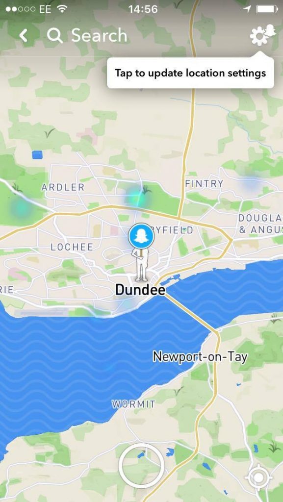 How a Bitmoji looks in Dundee using Snap Map.
