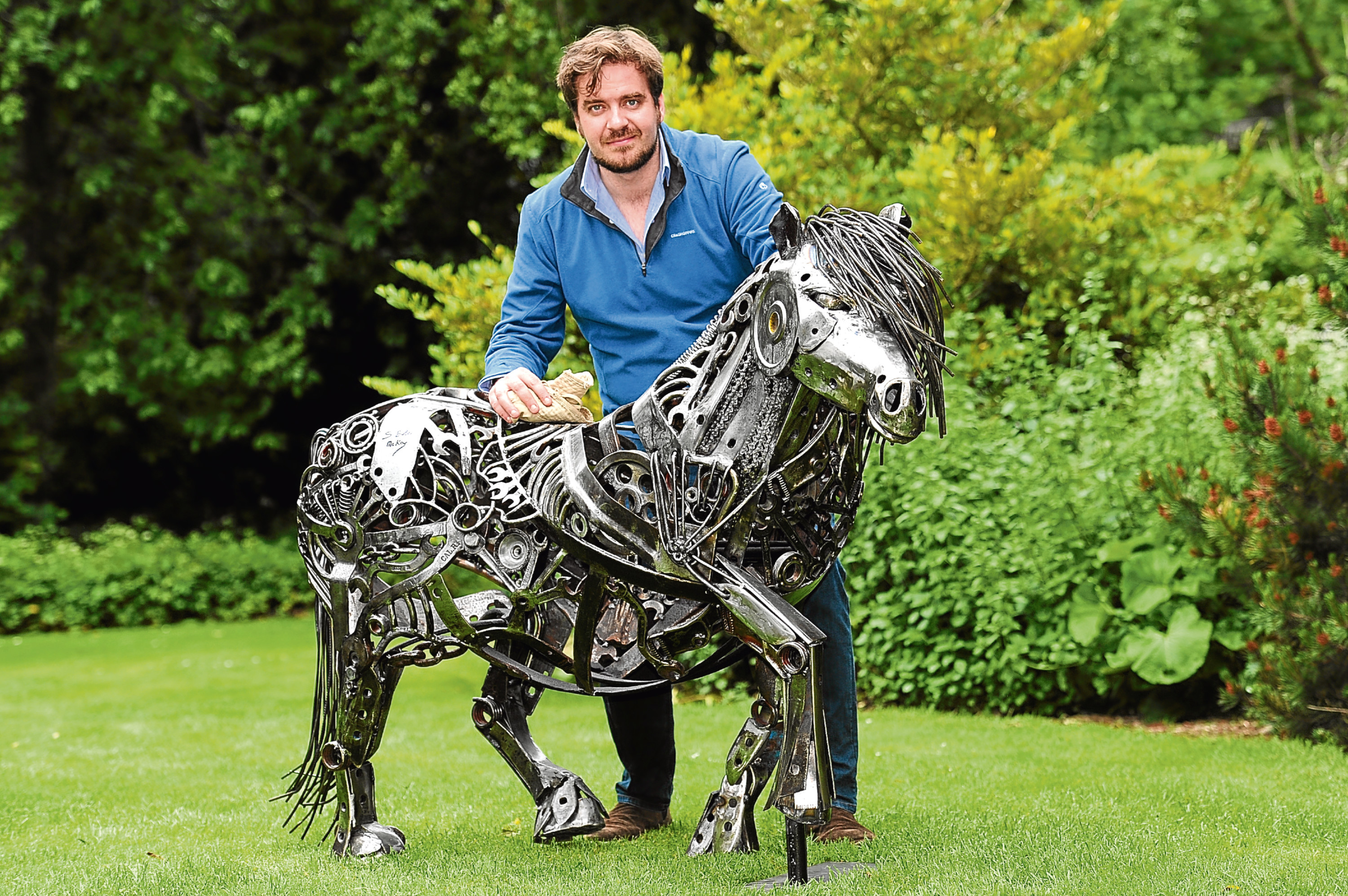 Steven Burke McKay with Magnus the Shetland pony.