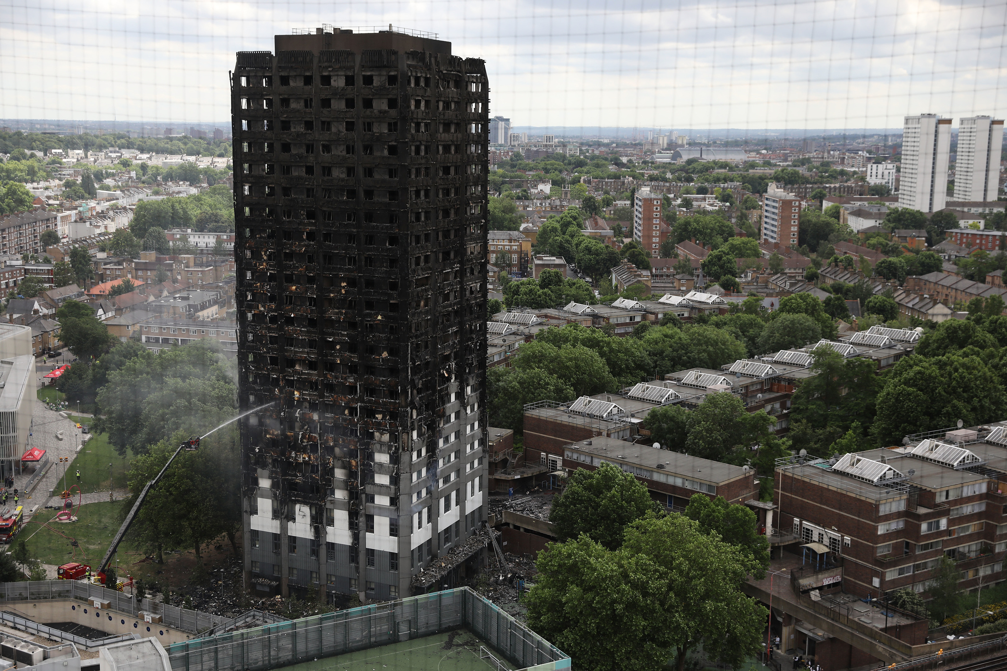 The blackened wreck of Grenfell Tower.