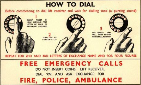 An advert telling people how to use the new 999 service from 1937.