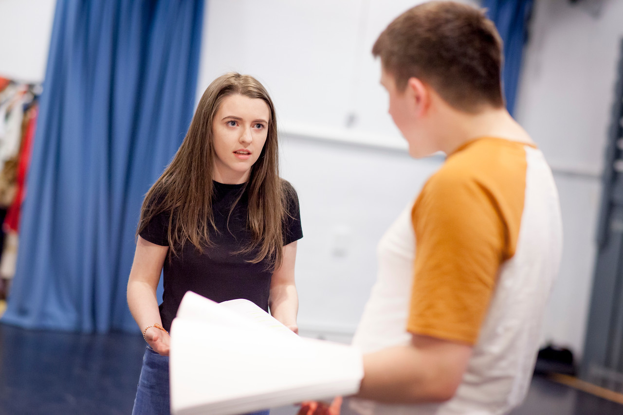 Nadine McLaren and Erasmus Mackenna during The Blue Road rehearsal.