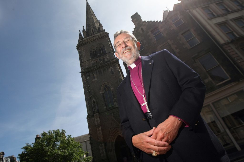The Rt Revd Dr Nigel Peyton, Bishop of Brechin outside St Pauls in Dundee