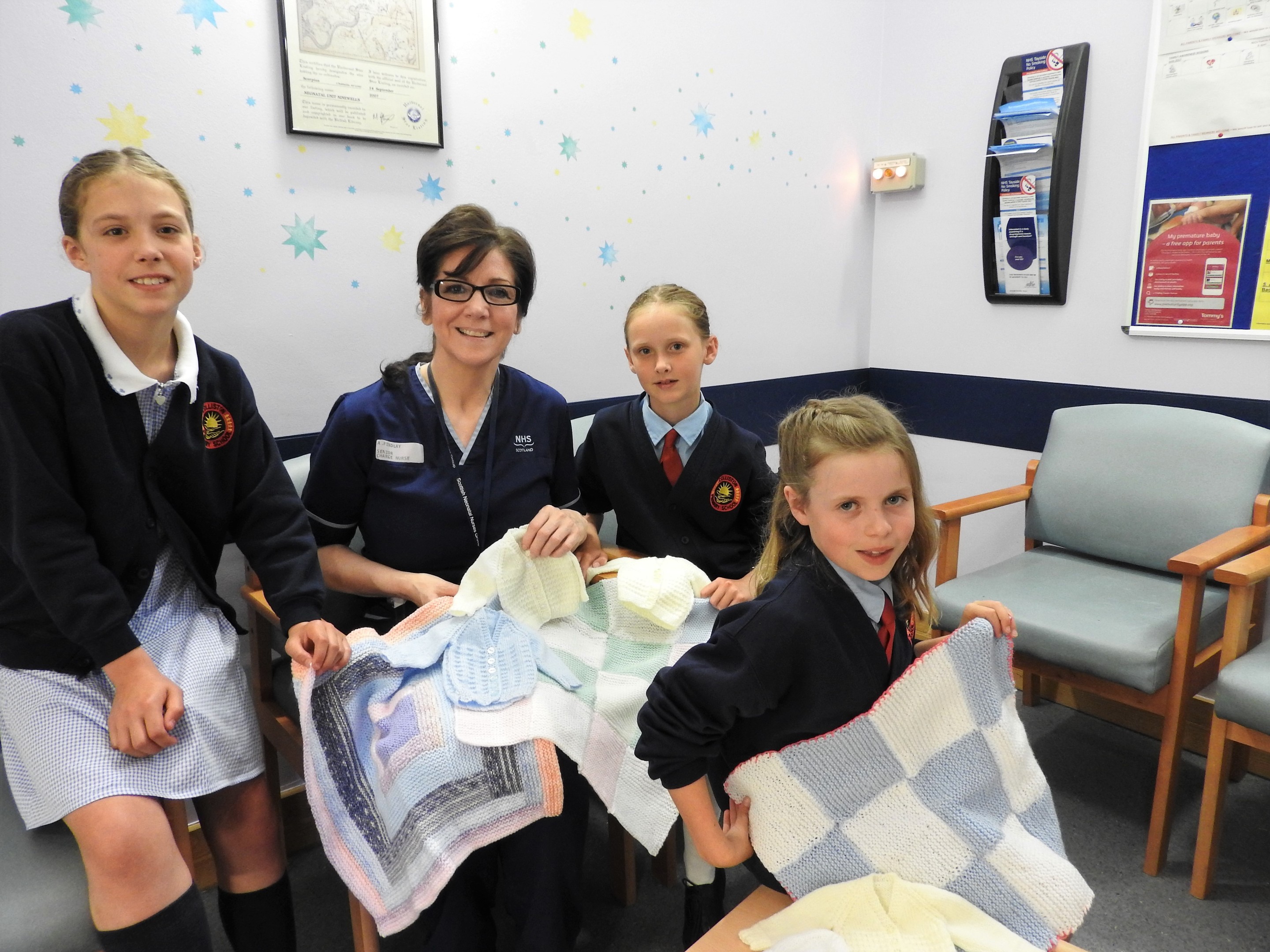 Lia Pert, Senior Charge Nurse Alison Findlay, Katie Briggs and Ellis McEwan.