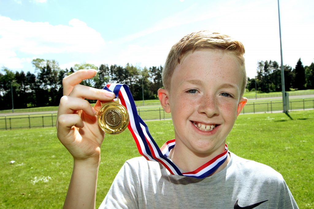 P6 boys javelin winner  Josh Wallbanks from Rowantree Primary,