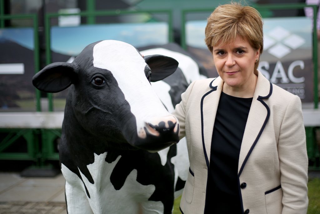 Nicola Sturgeon 'No Bull' visiting Royal Highland Show and addressing farmers in the Presidents Marquee.