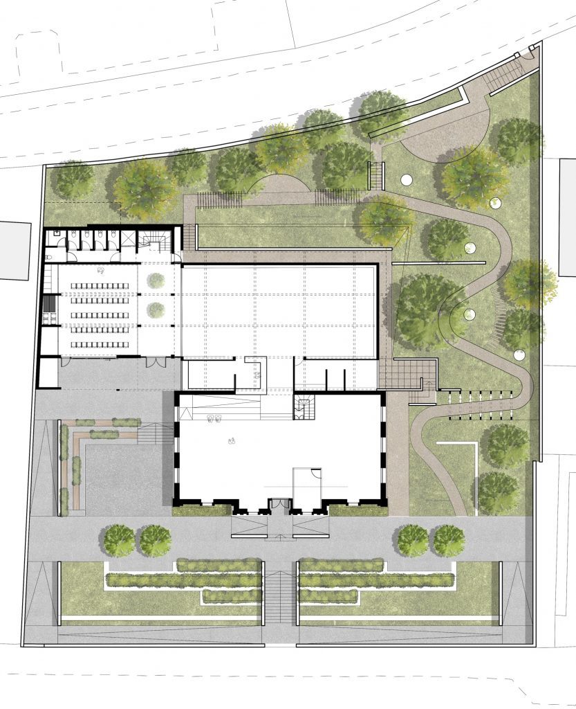 Overview of the plans showing the three gardens spaces as well as the new community area