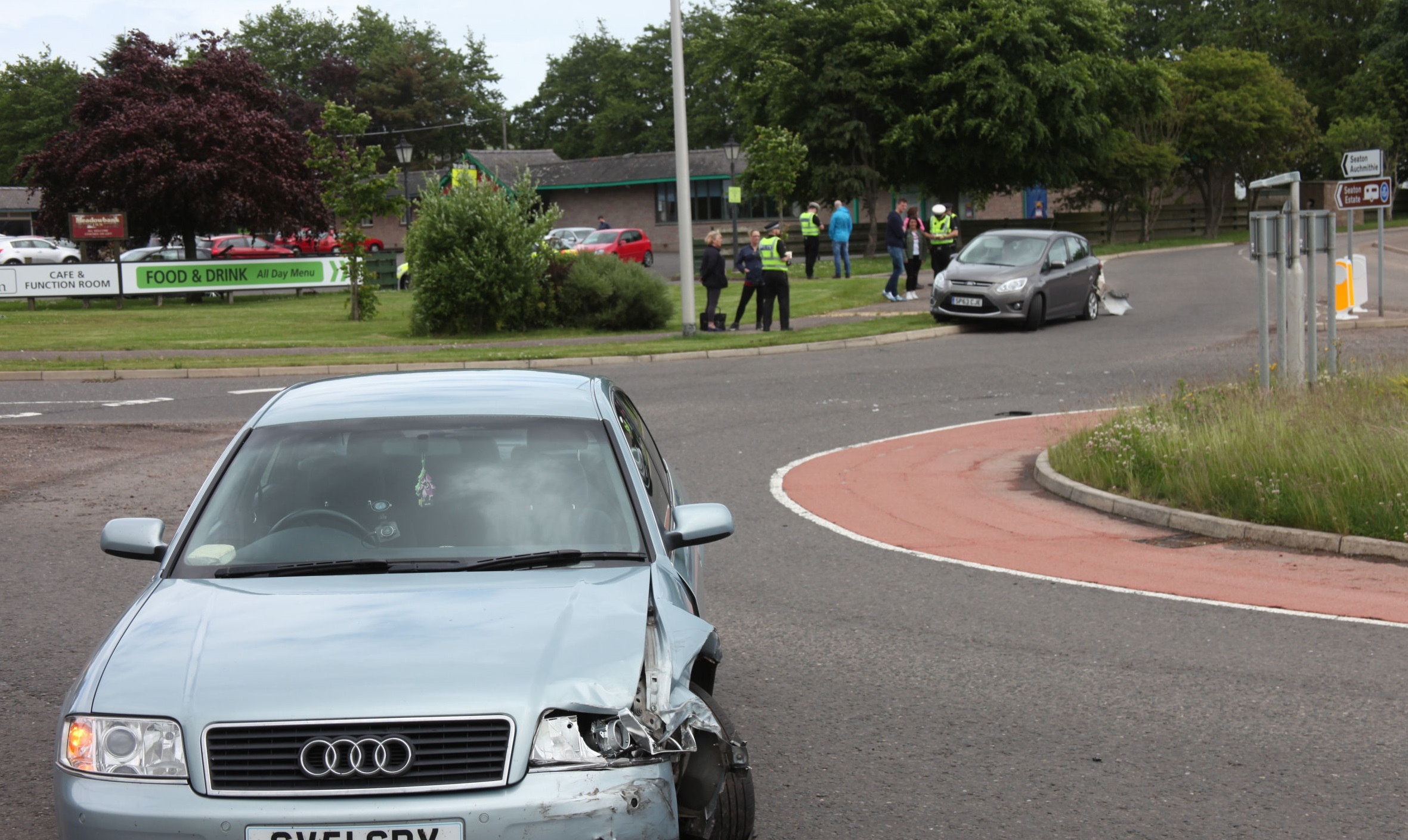 The accident at the Meadowbank Inn roundabout