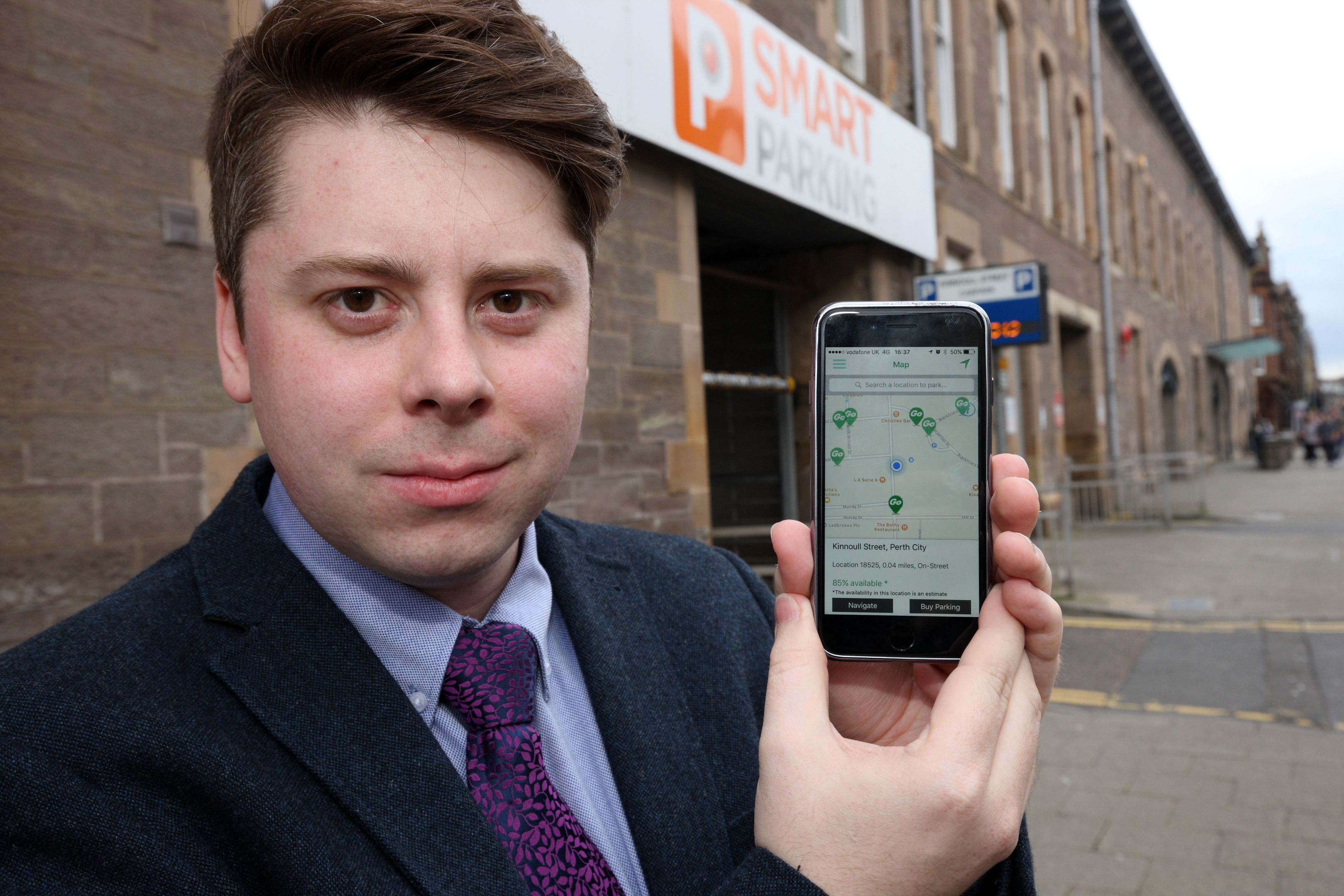 Stewart Digney outside Kinnoul Street multi-storey car park in Perth.