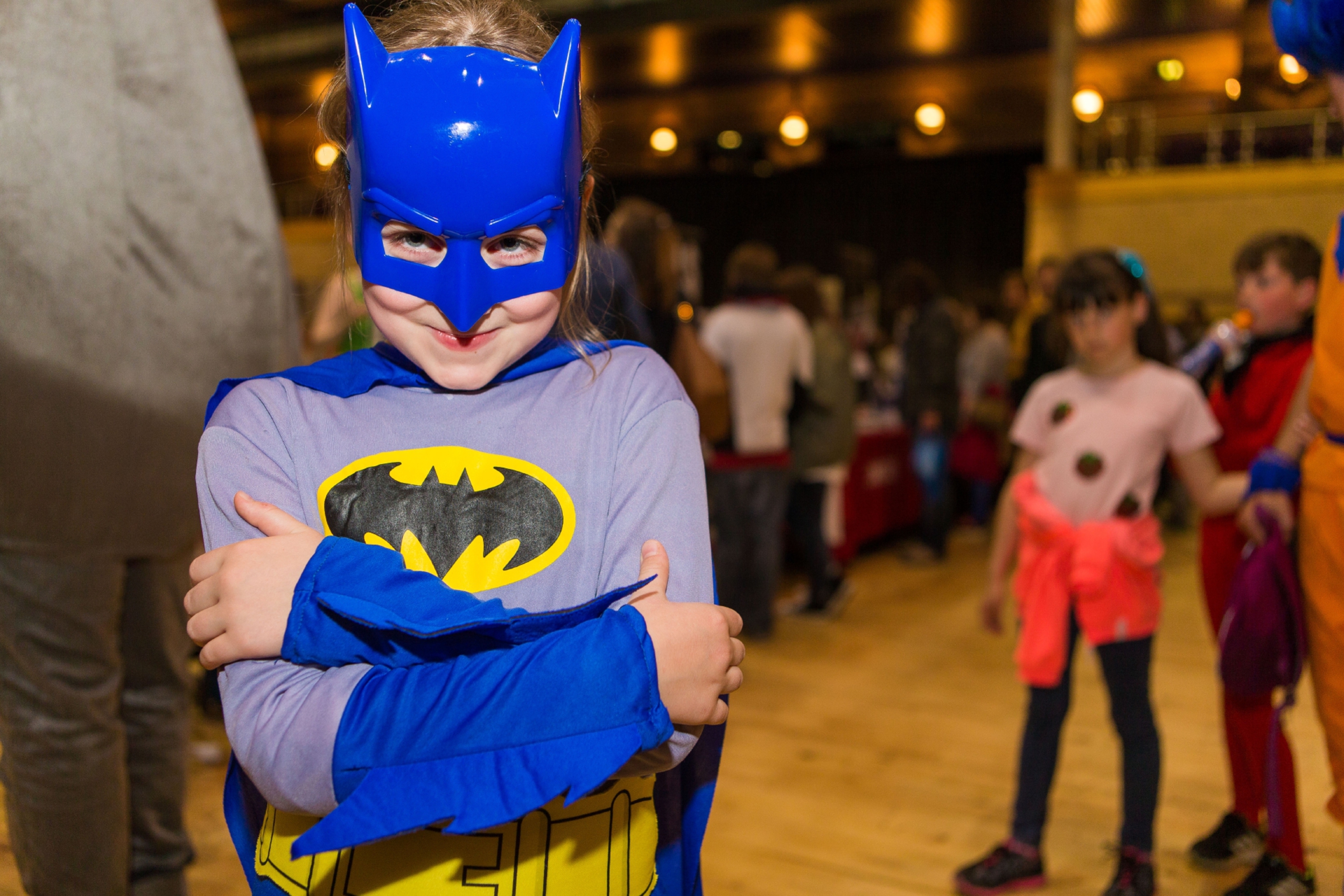 Beth Stewart (7) from Star as Batman at this month's Glenrothes Comic Con.