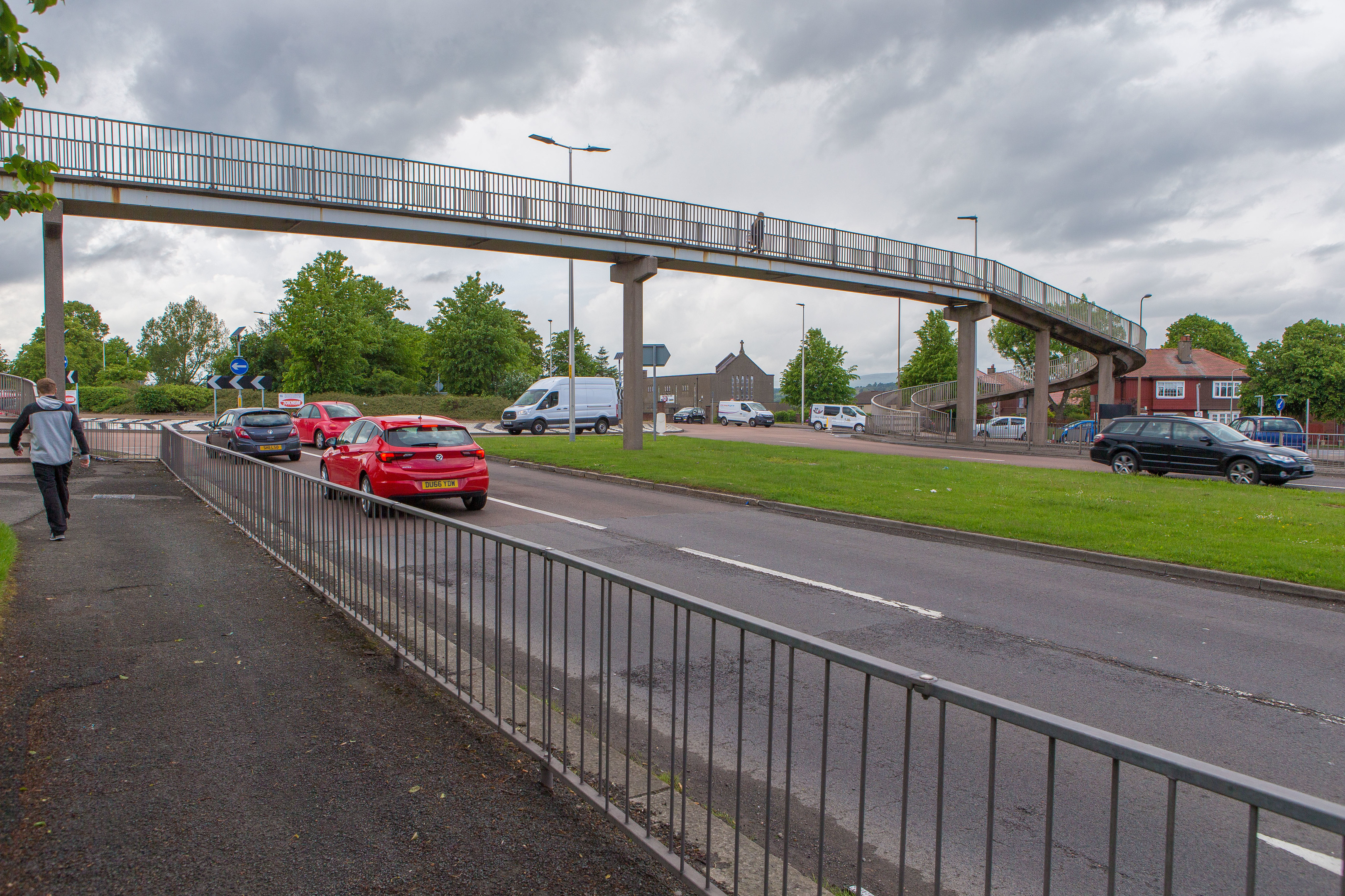 The walkway over Kingsway East.