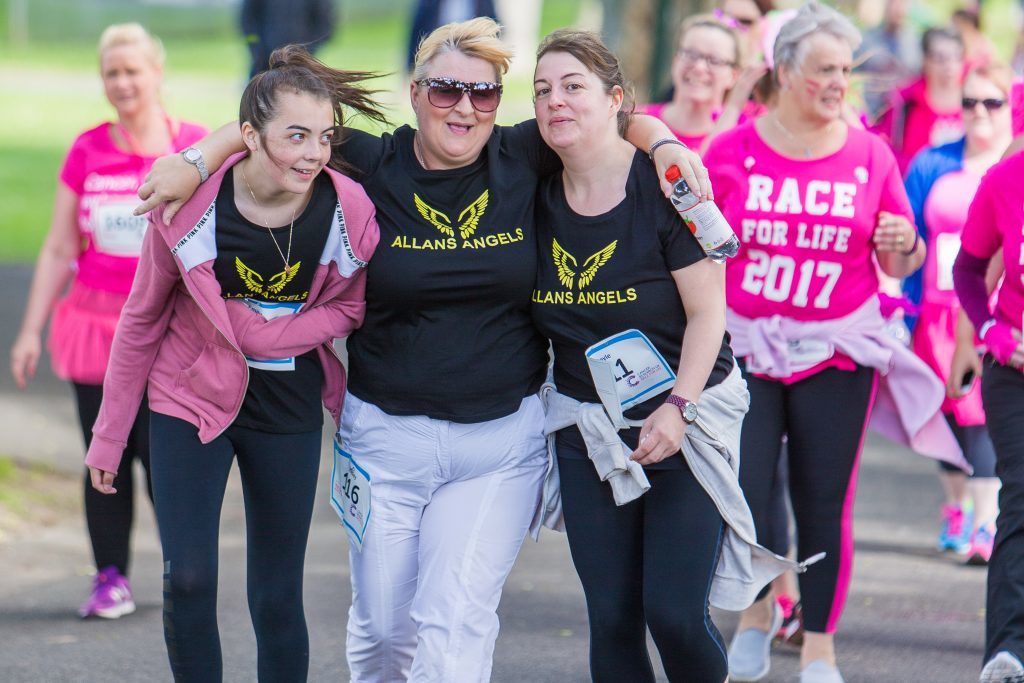 Emily Walls (13), Shelley Moir (42) and Gayle Walls (39) from Kirkcaldy walking in aid of Allan who passed this year.