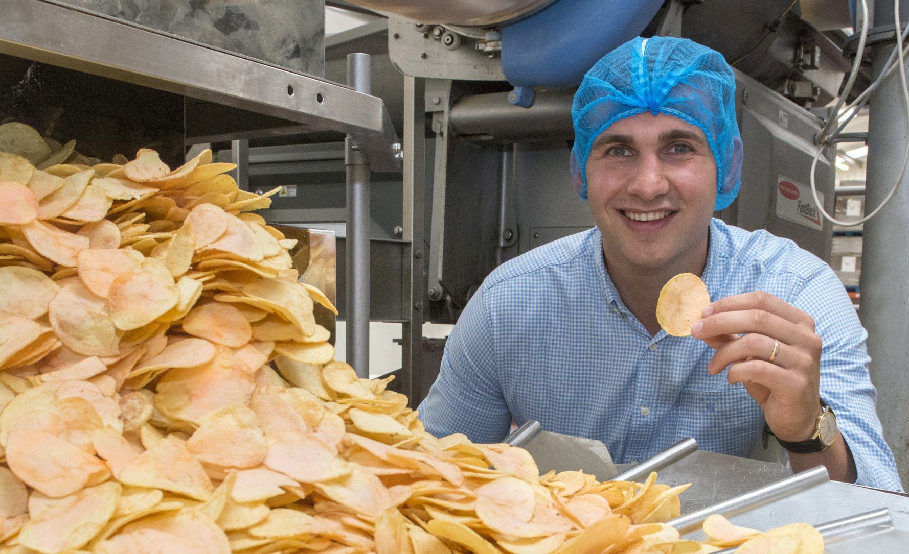 James Taylor, commercial director at Mackie’s, with the strawberry crisps at Mackie's at Taypack.