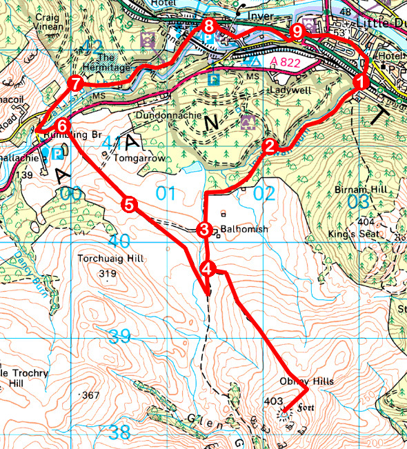 Take a Hike 171 - July 1, 2017 - Craig Obney, Birnam, Perth & Kinross OS map extract
