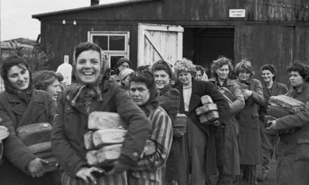 Women survivors in Bergen-Belsen, April 1945.