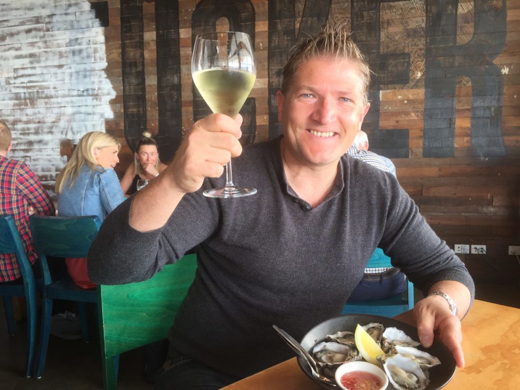 Robin enjoying a glass or two of vino in Western Australia.