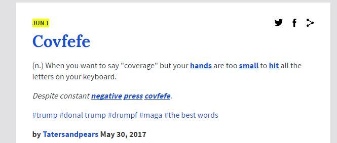 Urban Dictionary's definition of covfefe.