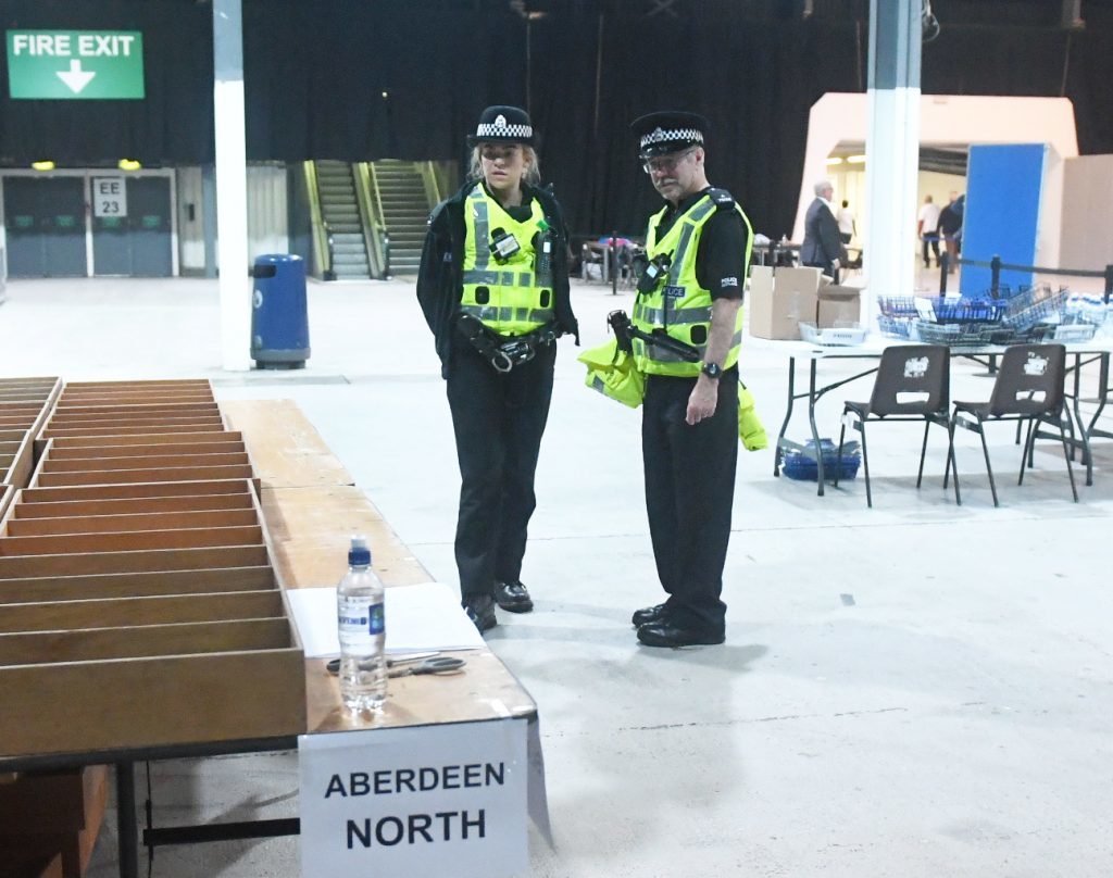Picture from the 2017 General Election count at the AECC.
Police at the count.
Picture by Chris Sumner
Taken 8/6/17