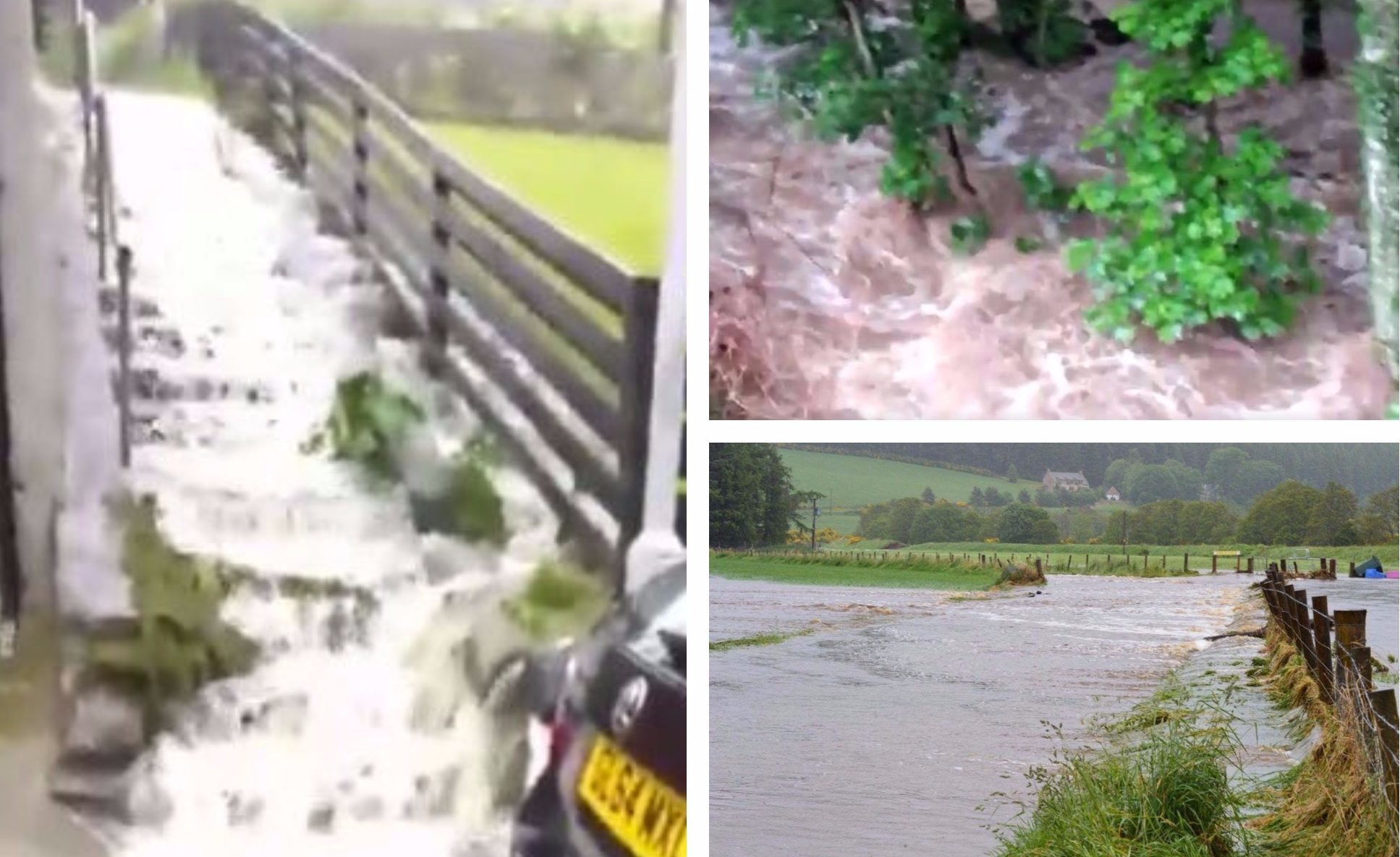 Flooding has hit parts of Scotland. Credit: Ricky Boyd, Kirsty Boyle and Caroline McFarlane on Twitter.