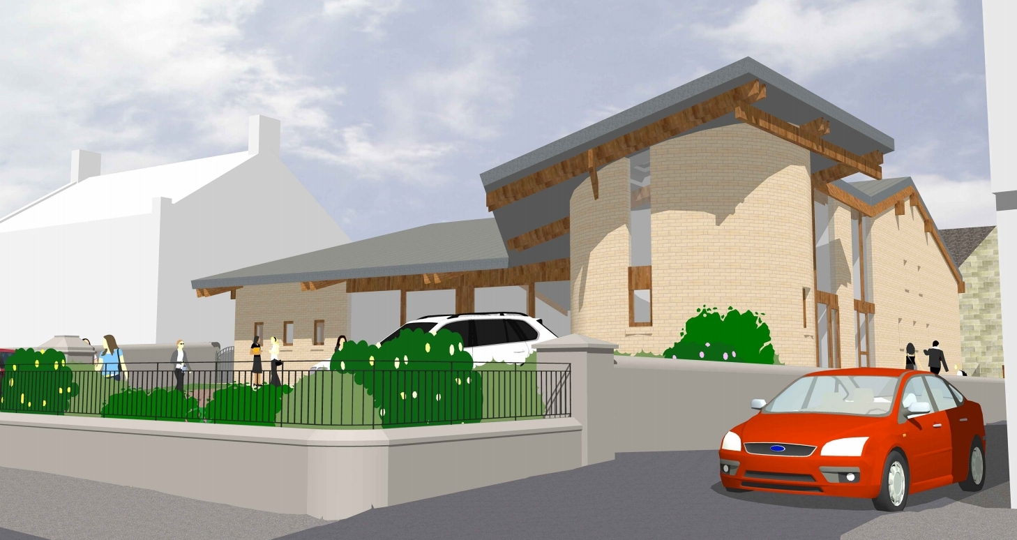 How the church might look from the middle of West High Street