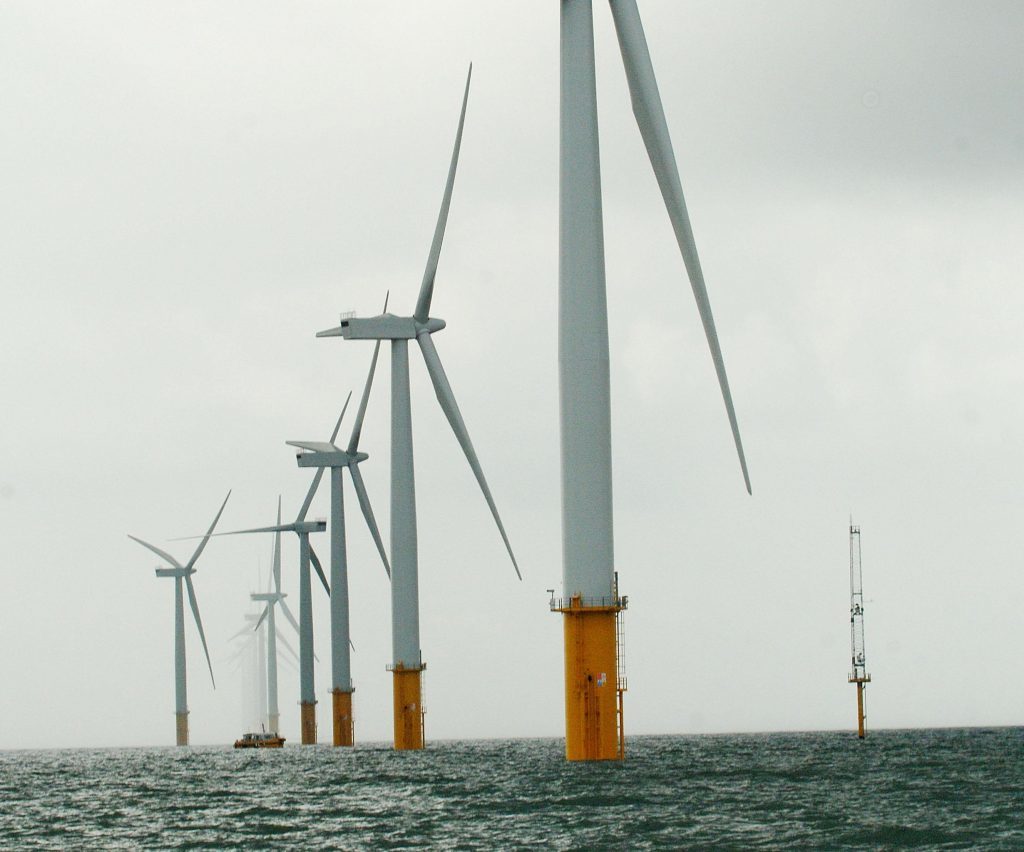 A general view of the Inner Dowsing offshore wind farm in the North Sea 